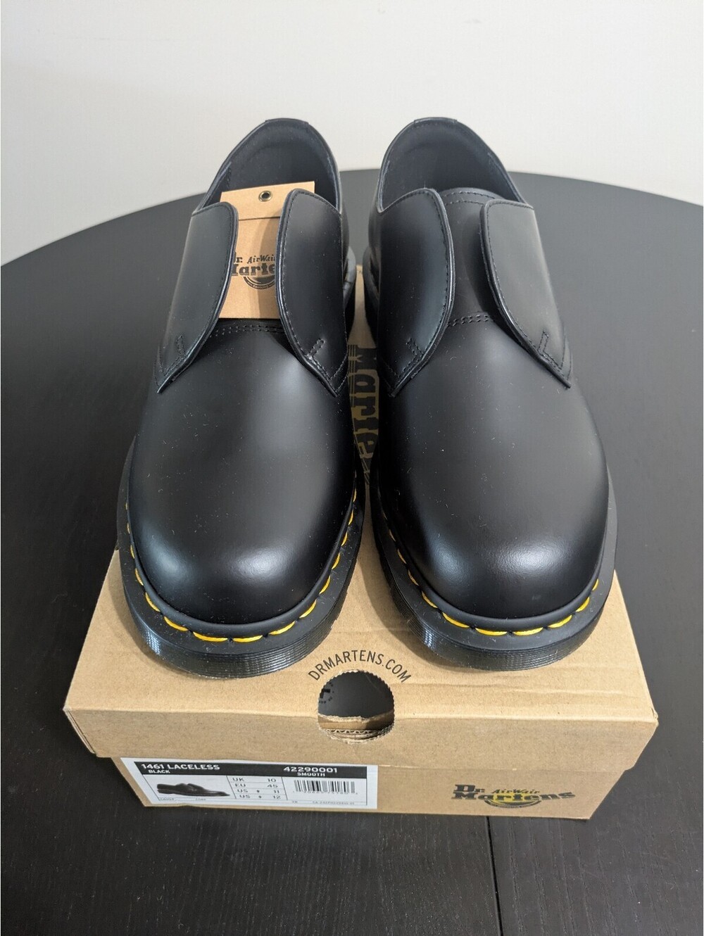 Dr. Martens 1461 Laceless Black Smooth Leather Shoes - Men's 11 - New in box - Picture 4 of 6